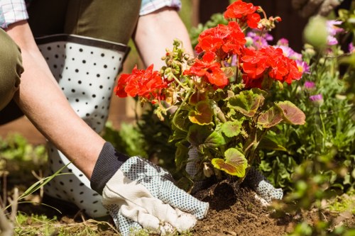 Professional gardening team managing a scheduled booking